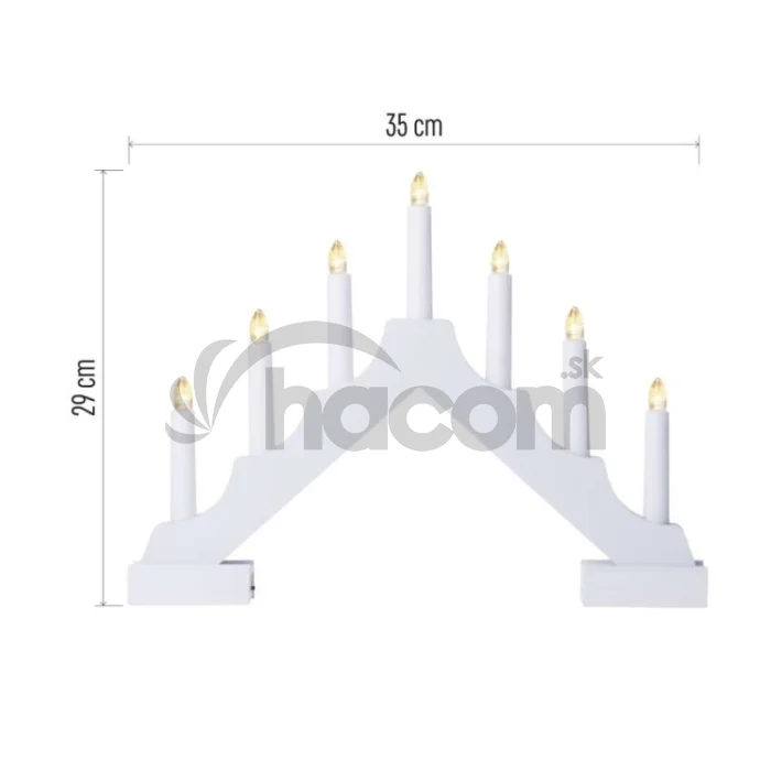 LED svietnik drevený biely, 29 cm, 2x AA, vnútorný, teplá biela, časovač
