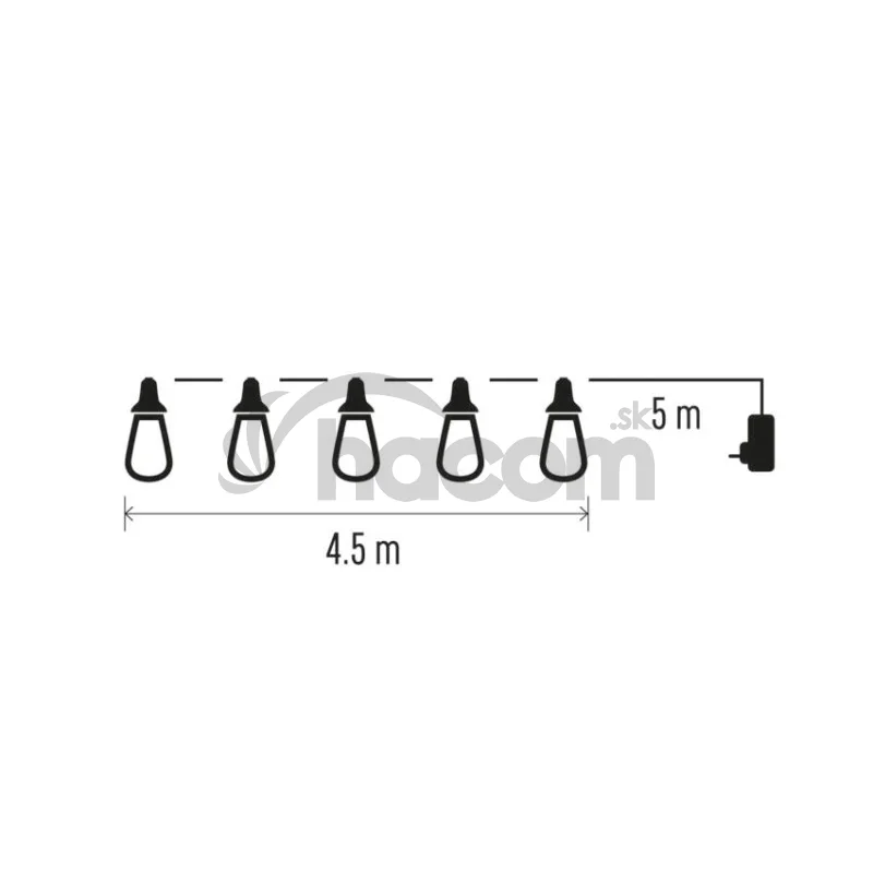 LED svetelná reťaz – 10× párty žiarovky, 4,5 m, vonkajšie a vnútorné, vintage