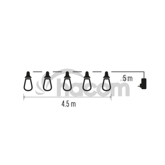 LED svetelná reťaz – 10× párty žiarovky, 4,5 m, vonkajšie a vnútorné, vintage