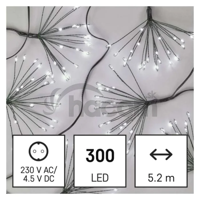 LED svetelná reťaz – svietiace trsy, nano, 5,2 m, vnút., studená biela, časovač
