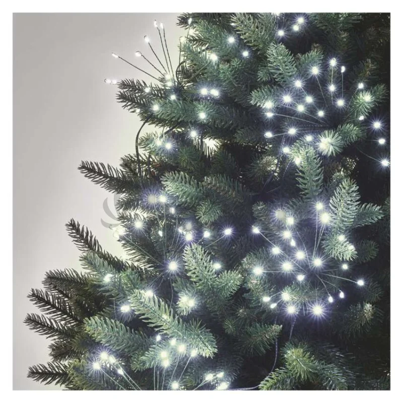 LED svetelná reťaz – svietiace trsy, nano, 8 m, vnútorná, studená biela, časovač