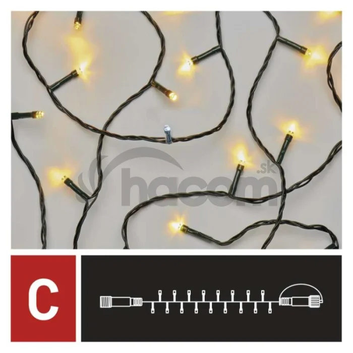 Standard LED spojovacia vianočná reťaz blikajúca, 10 m, vonkajšia, teplá/studená biela