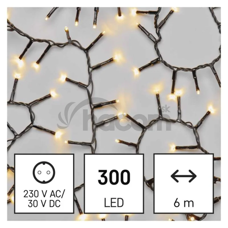 LED vianočná reťaz – ježko, 6 m, vonkajšia aj vnútorná, teplá biela, časovač