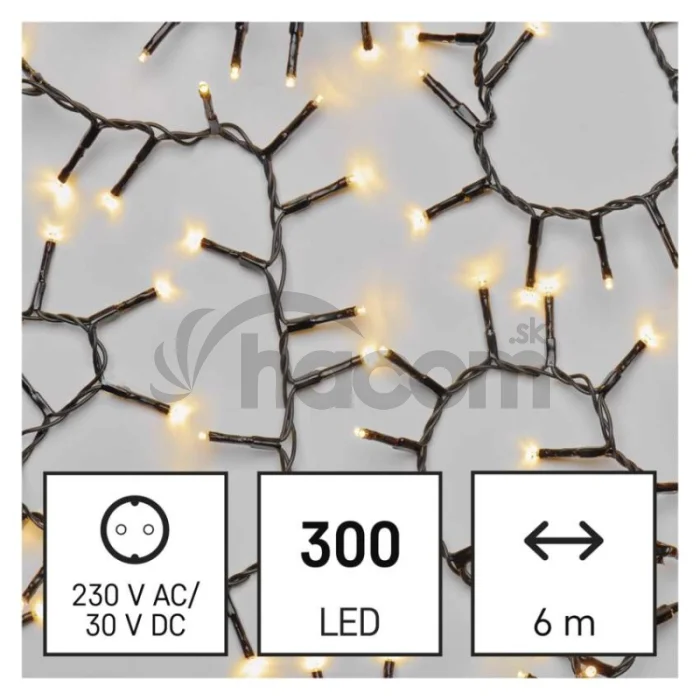 LED vianočná reťaz – ježko, 6 m, vonkajšia aj vnútorná, teplá biela, časovač