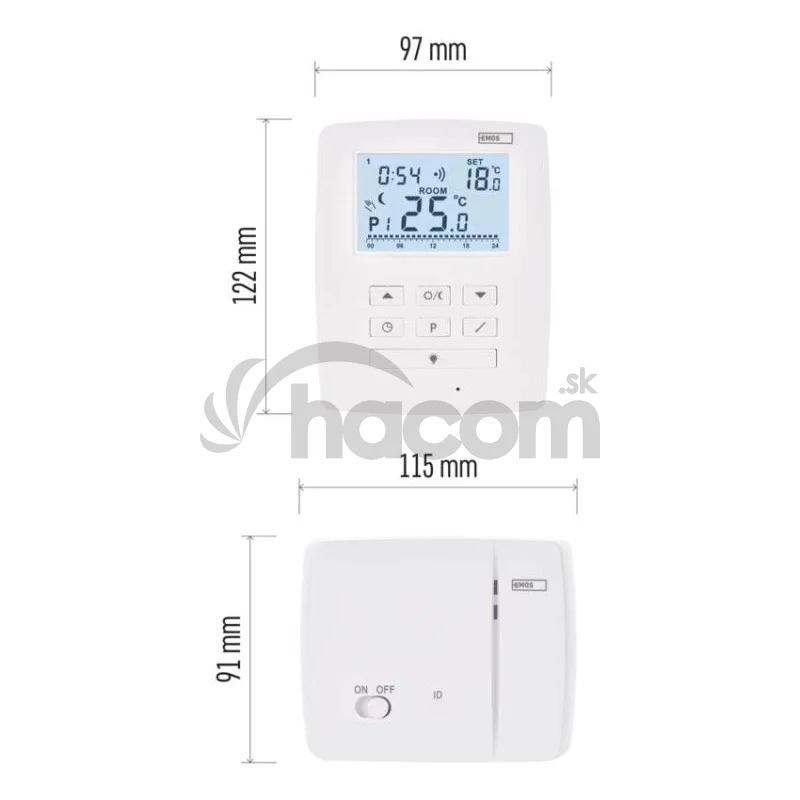 Pokojový programovatelný bezdrátový OpenTherm termostat P5611OT.2R se 2 přijímači
