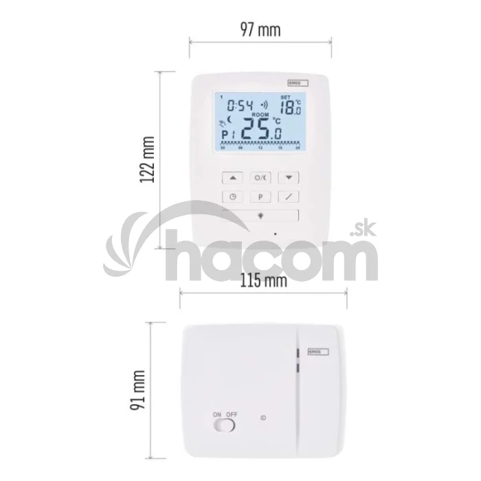 Pokojový programovatelný bezdrátový OpenTherm termostat P5611OT.2R se 2 přijímači