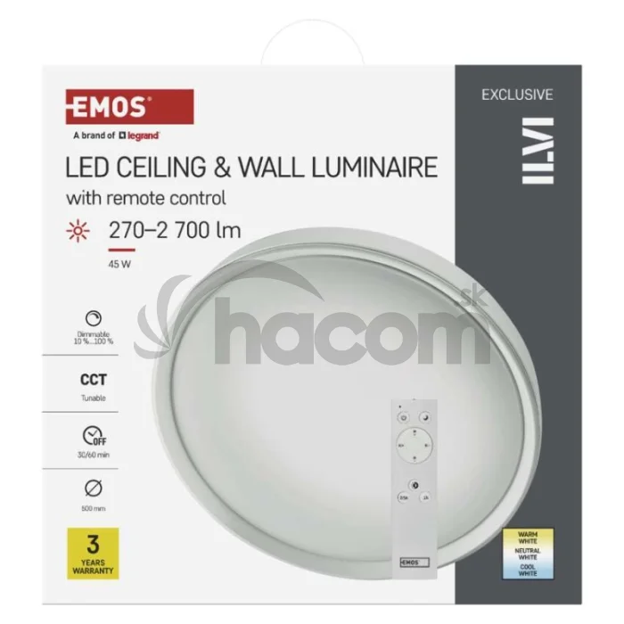 LED prisadené svietidlo ILVI, kruhové 45W, stmiev.so zmenou CCT
