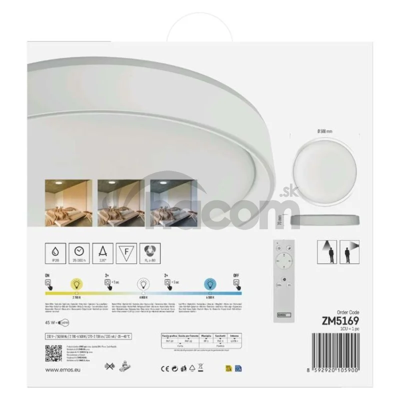LED prisadené svietidlo ILVI, kruhové 45W, stmiev.so zmenou CCT