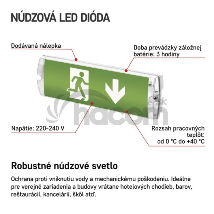 LED Núdzové svietidlo NESSI 3W 3H IP65