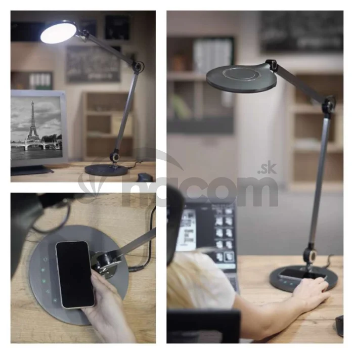 LED stolná lampa KAREN, sivá