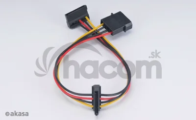 AKASA - 4-pin molex na 2x 15-pin Sata adaptér