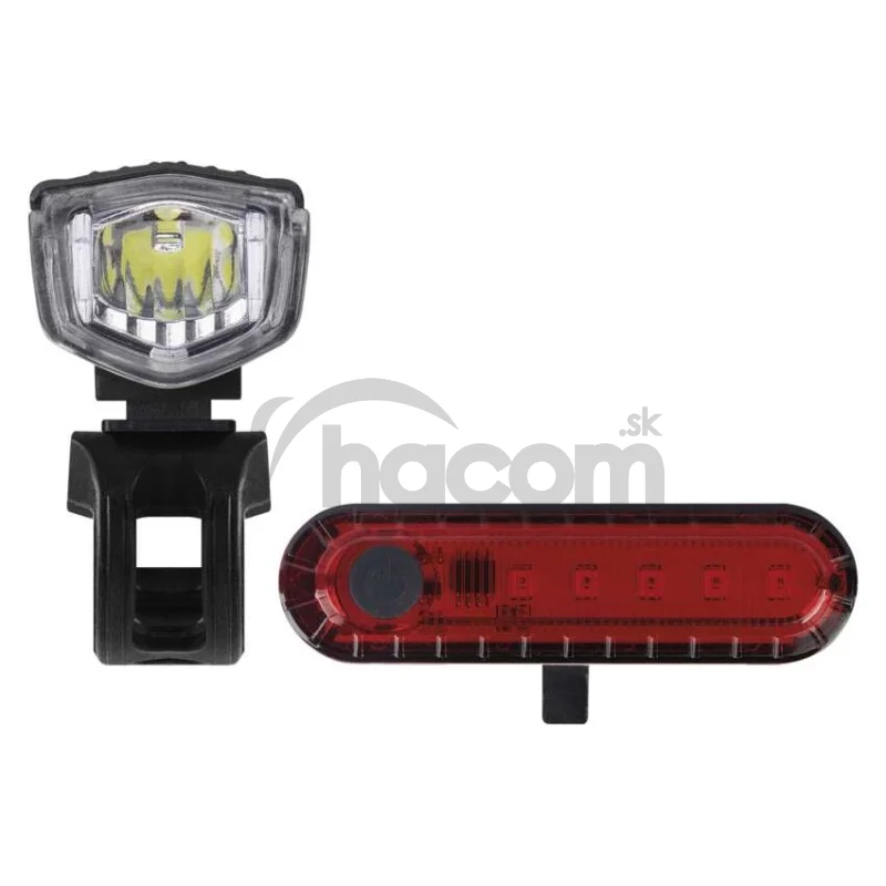 LED predné + zadné nabíjacie svietidlo na bicykel P3923, 90 lm
