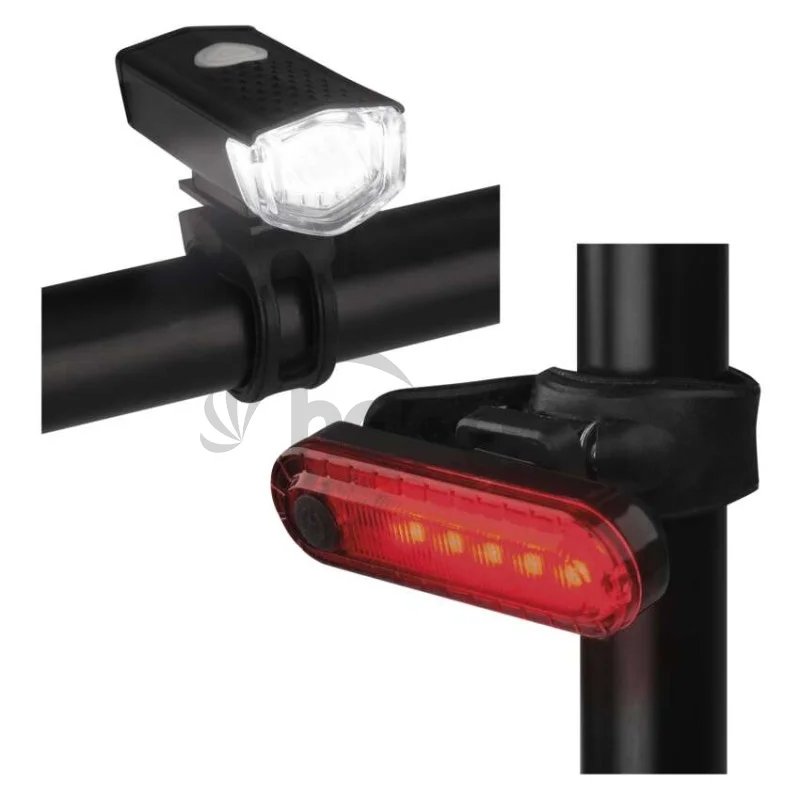 LED predné + zadné nabíjacie svietidlo na bicykel P3923, 90 lm