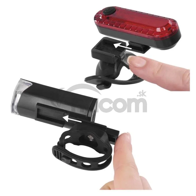 LED predné + zadné nabíjacie svietidlo na bicykel P3923, 90 lm