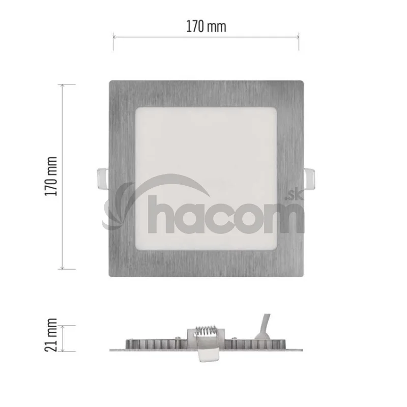 LED vstavané svietidlo NEXXO, štvorec, strieborné, 12W, CCT