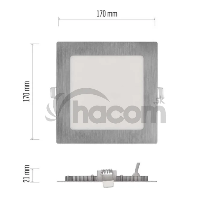LED vstavané svietidlo NEXXO, štvorec, strieborné, 12W, CCT