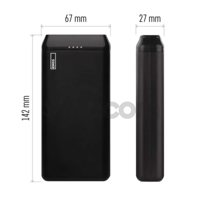 Power bank EMOS Alpha2 20, 20 000 mAh, 10 W, čierny