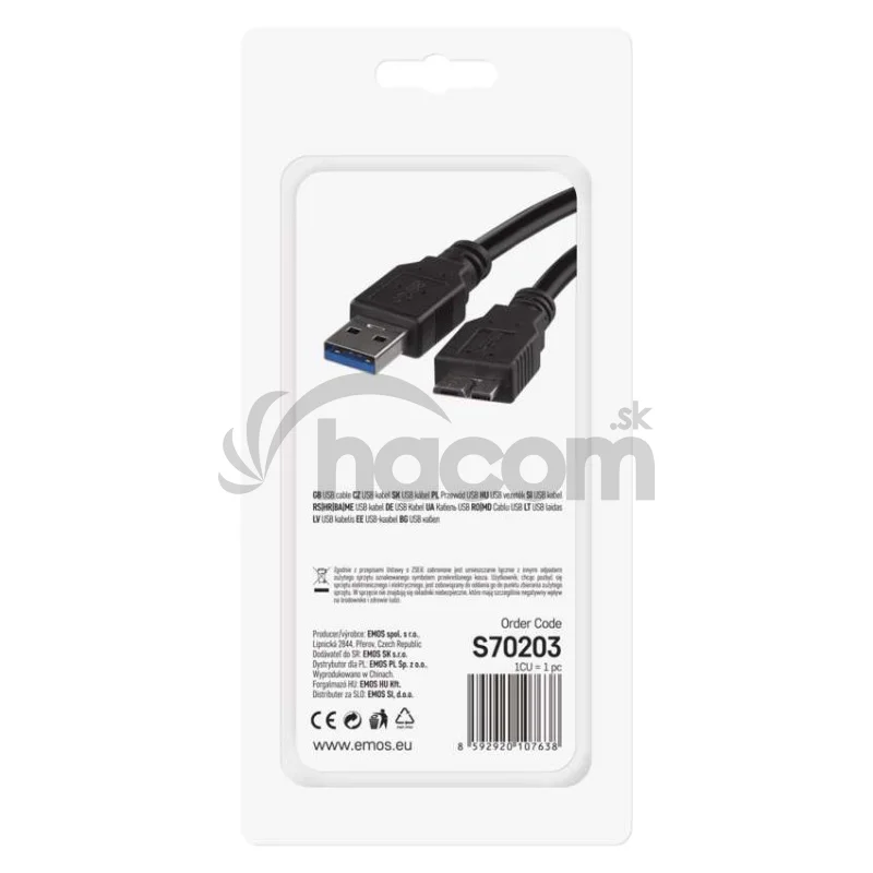 USB kábel 3.0 A vidlica – micro B vidlica 1m