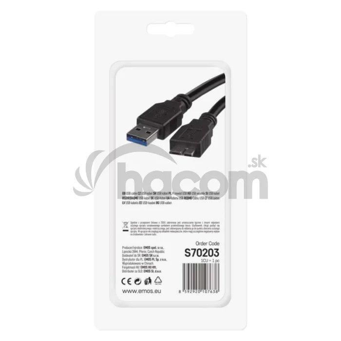 USB kábel 3.0 A vidlica – micro B vidlica 1m