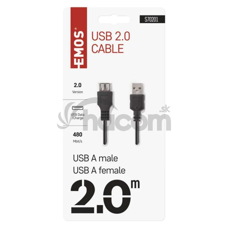 USB kábel 2.0 A vidlica – A zásuvka 2m
