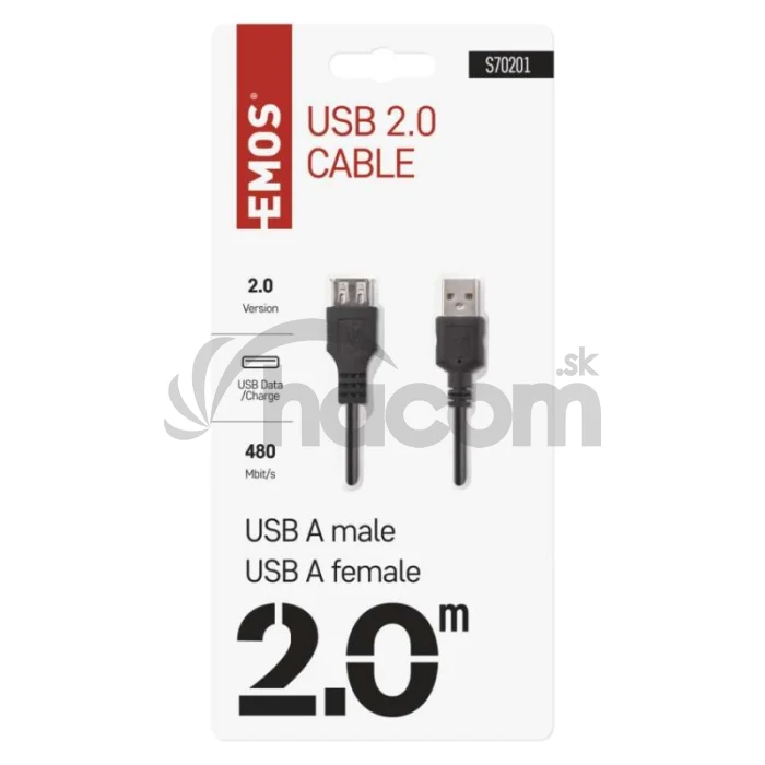 USB kábel 2.0 A vidlica – A zásuvka 2m