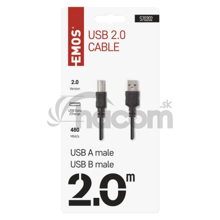 USB kábel 2.0 A vidlica – B vidlica 2m