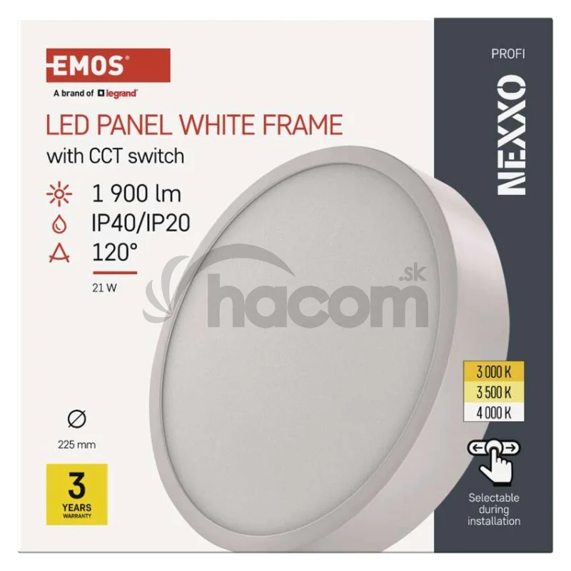LED prisadené svietidlo, kruhové, biele, 21W, CCT