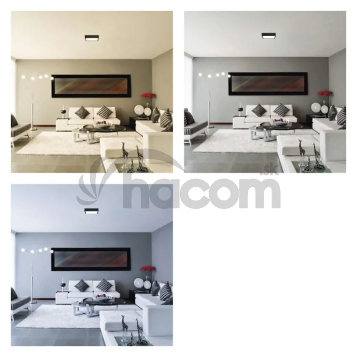 LED prisadené svietidlo, štvorec, čierne, 21W, CCT