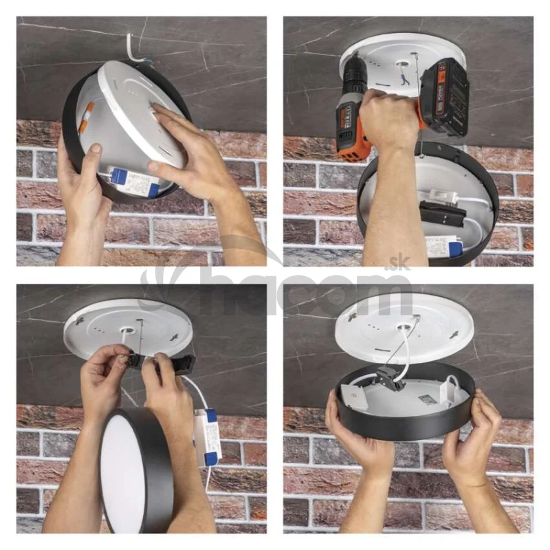 LED prisadené svietidlo, kruhové, čierne, 12,5W, CCT