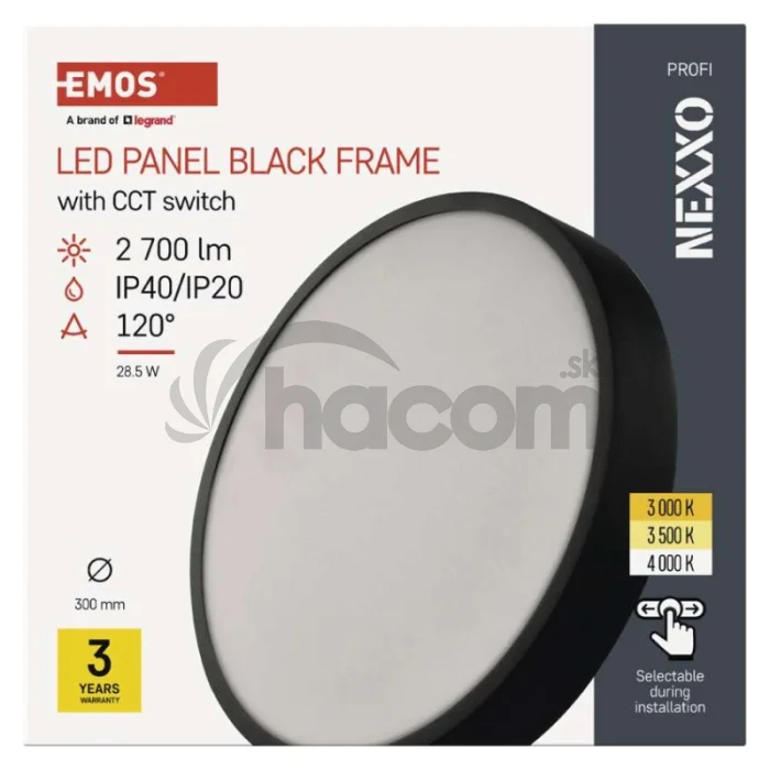 LED prisadené svietidlo, kruhové, čierne, 28,5W, CCT