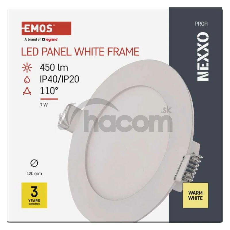 LED vstavané svietidlo NEXXO, kruhové, biely, 7W, teplá biela