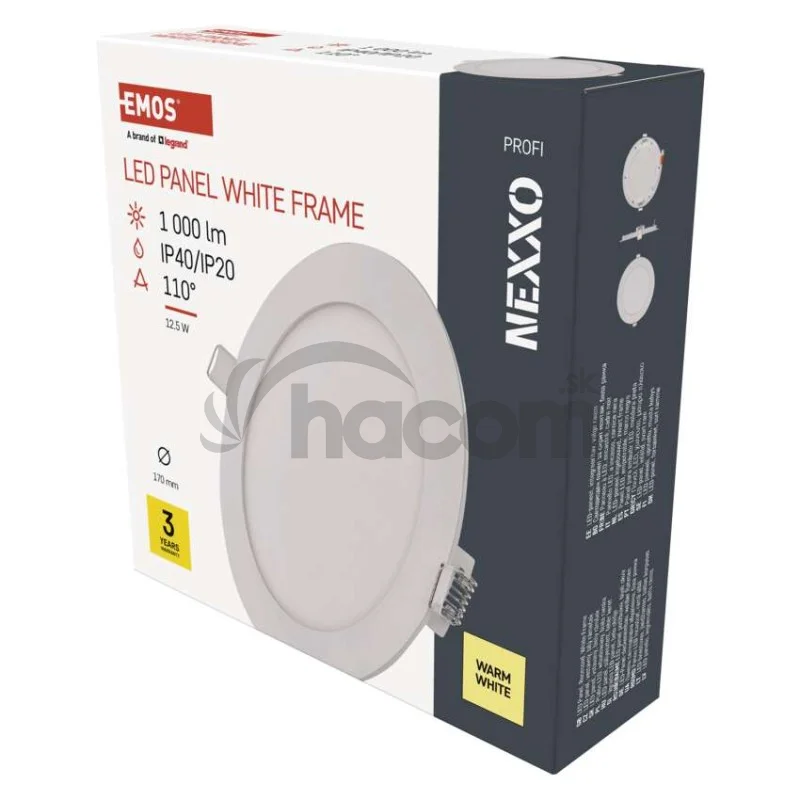 LED vstavané svietidlo NEXXO, kruhové, biely, 12W, teplá biela