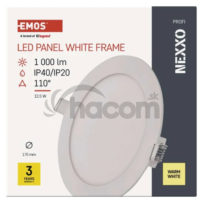 LED vstavané svietidlo NEXXO, kruhové, biely, 12W, teplá biela
