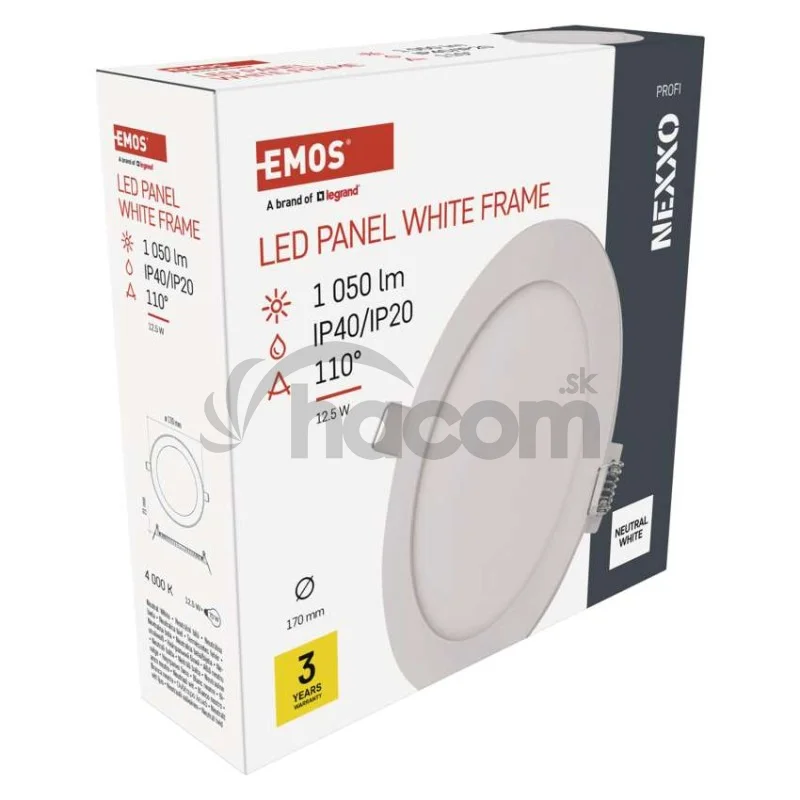 LED vstavané svietidlo NEXXO, kruhové, biely, 12,5W, neutrálna biela
