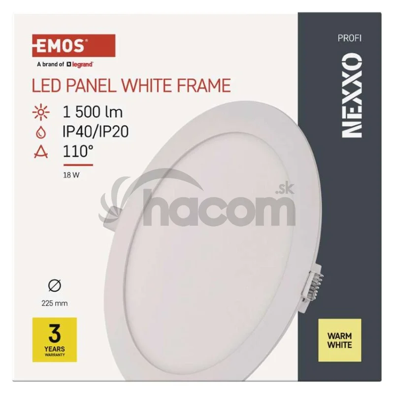LED vstavané svietidlo NEXXO, kruhové, biely, 18W, teplá biela