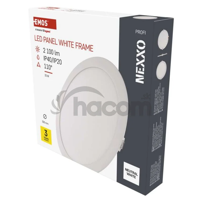 LED vstavané svietidlo NEXXO, kruhové, biely, 25W, neutrálna biela