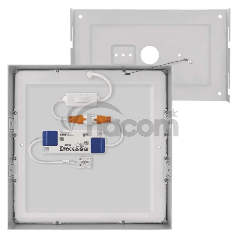 LED prisadené svietidlo, štvorec, biele, 21W, CCT