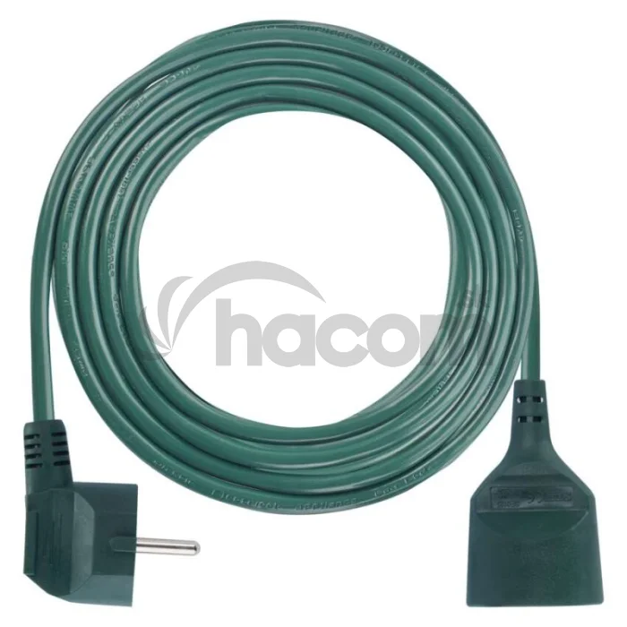 Predlžovací kábel 5 m / 1 zásuvka / zelený / PVC / 1,5 mm2