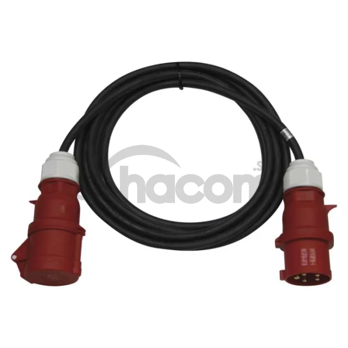 3 fázový vonkajší predlžovací kábel 10 m / 1 zásuvka / čierny / guma / 400 V / 4 mm2