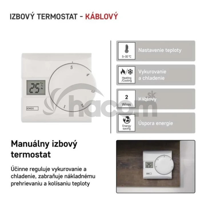 Izbový manuálny drôtový termostat P5603R