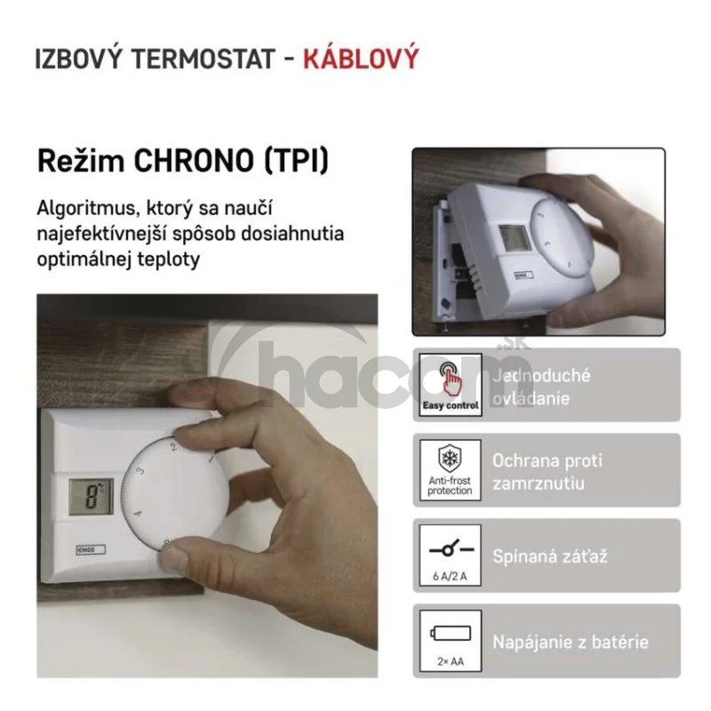 Izbový manuálny drôtový termostat P5603R