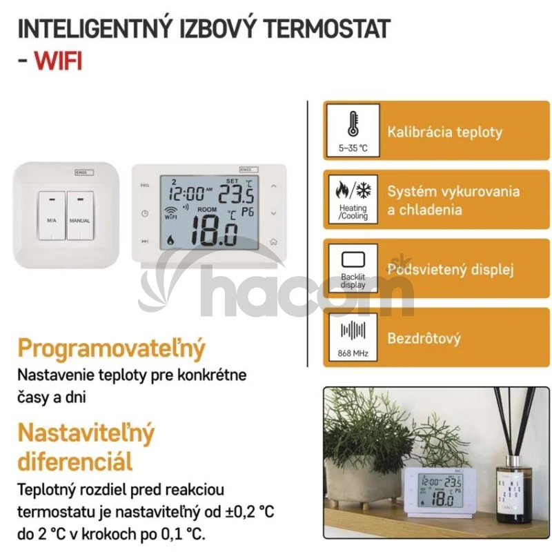 Izbový programovateľný bezdrôtový WiFi GoSmart termostat P56211