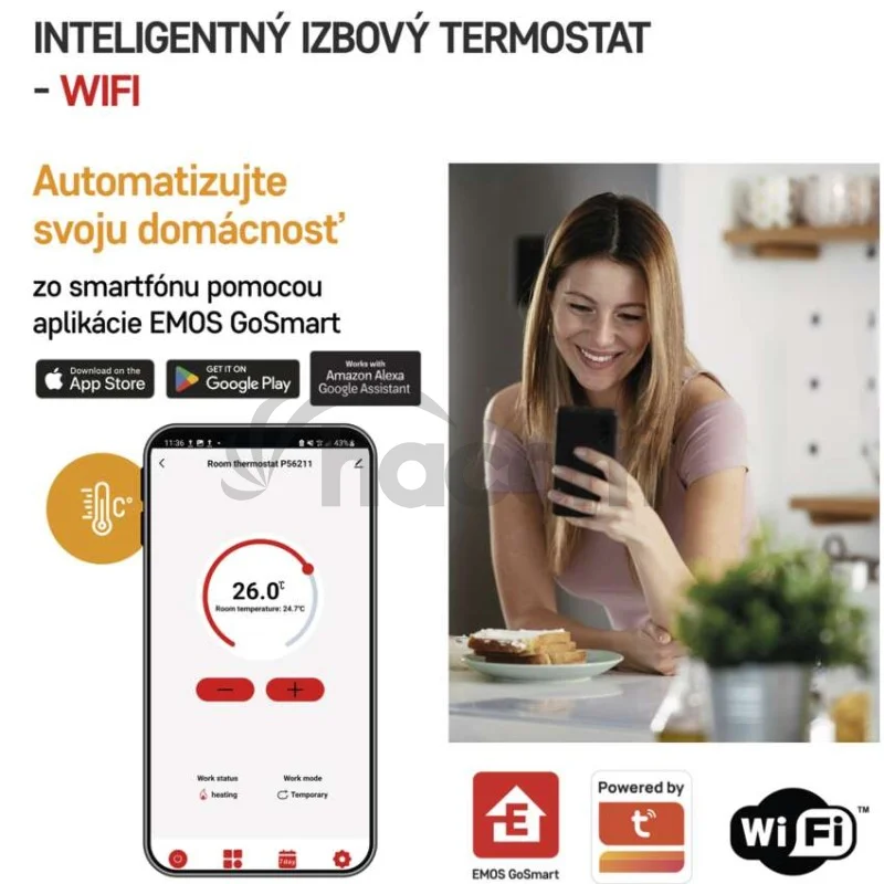 Izbový programovateľný bezdrôtový WiFi GoSmart termostat P56211
