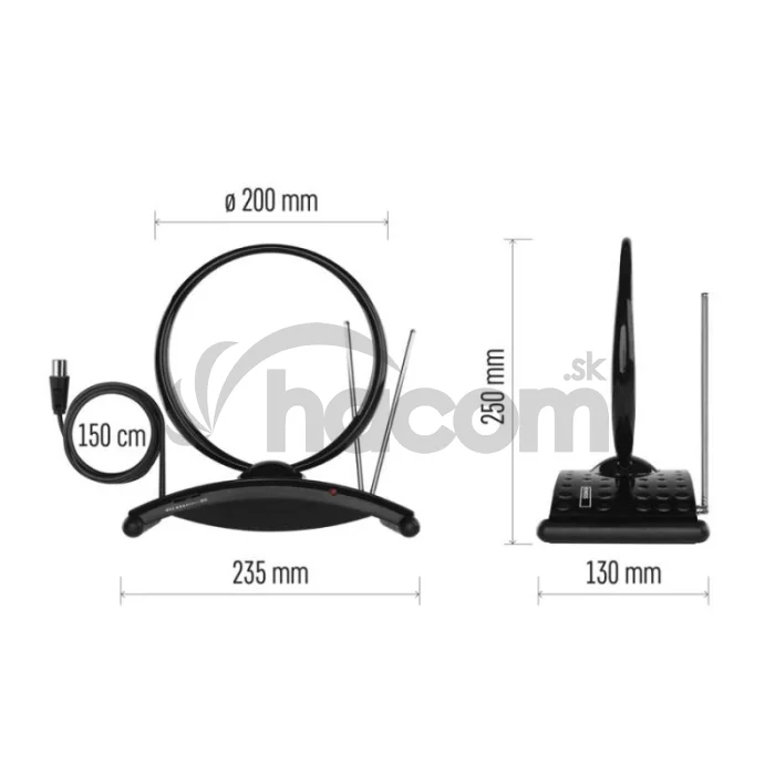 Anténa izbová CITY RING-C550, DVB-T2, DAB, FM, filter LTE/4G/5G