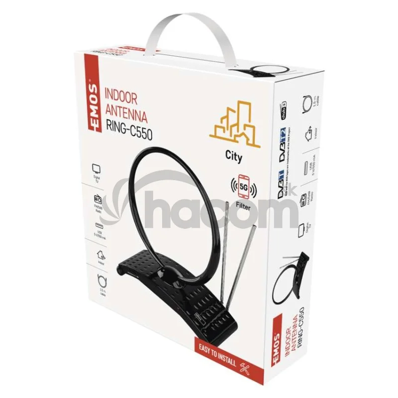 Anténa izbová CITY RING-C550, DVB-T2, DAB, FM, filter LTE/4G/5G