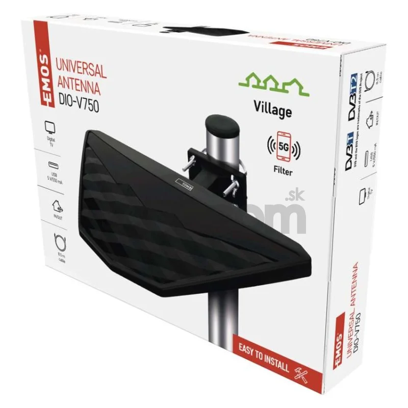 Anténa univerzálna VILLAGE DIO-V750, DVB-T2, filter LTE/4G/5G
