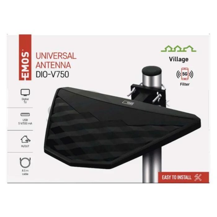 Anténa univerzálna VILLAGE DIO-V750, DVB-T2, filter LTE/4G/5G