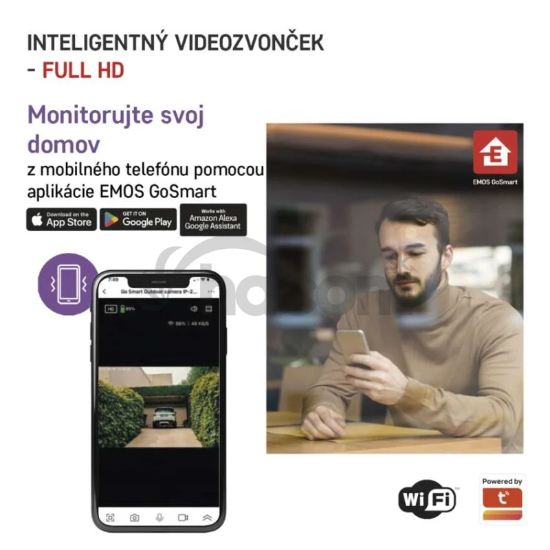 GoSmart Domový bezdrôtový batériový videozvonček IP-09D s WiFi a solárnym panelom