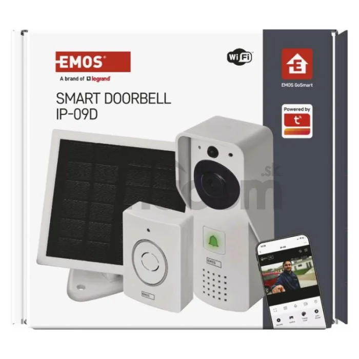 GoSmart Domový bezdrôtový batériový videozvonček IP-09D s WiFi a solárnym panelom
