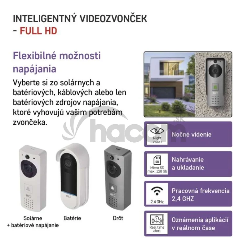 GoSmart Domový bezdrôtový videozvonček IP-09C s WiFi